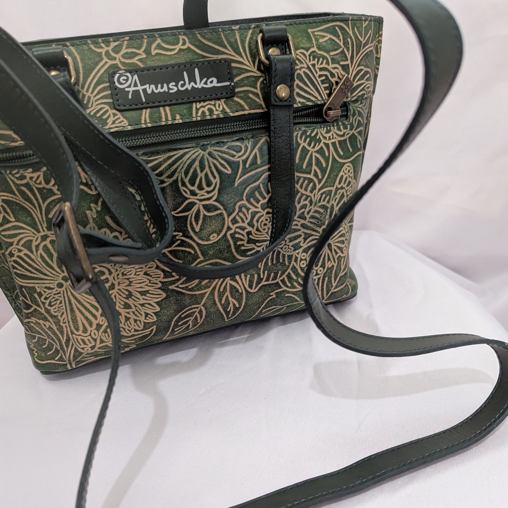 Anuschka Green Floral Women's Bag